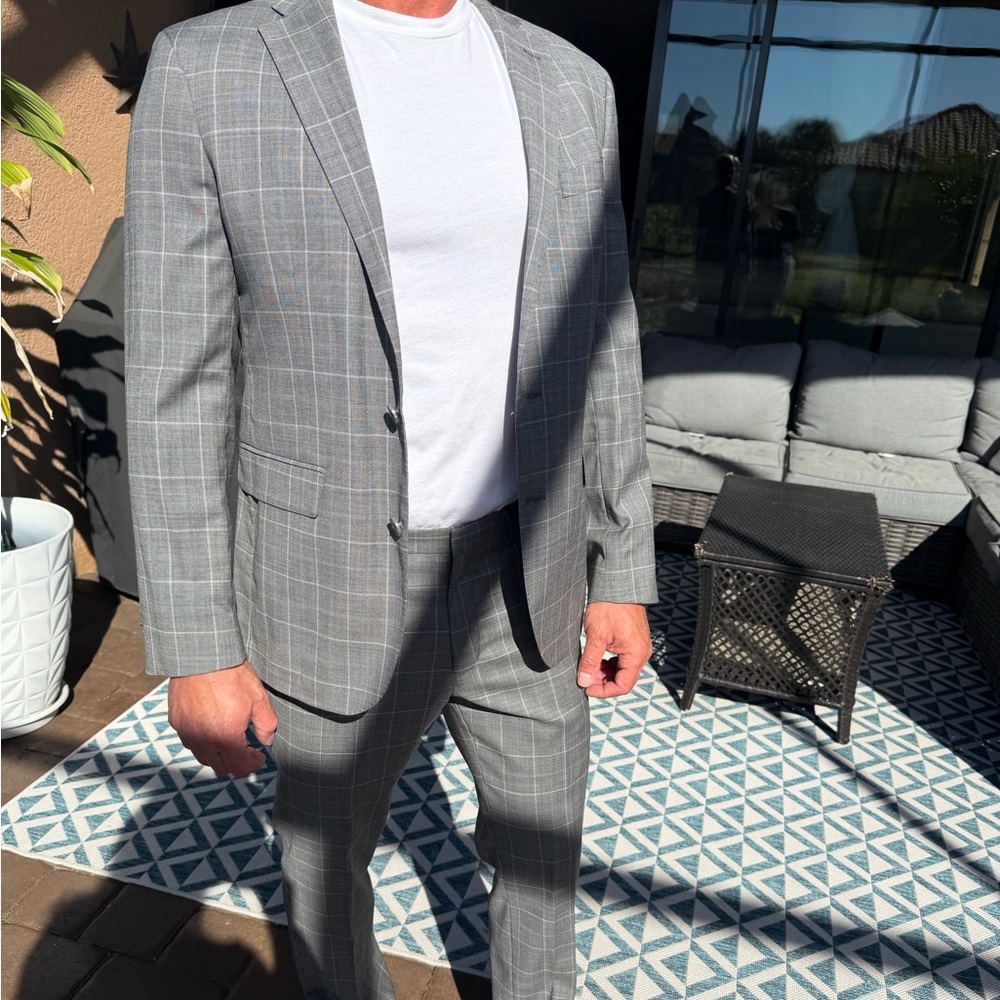 Cole Haan Gray Plaid Suit